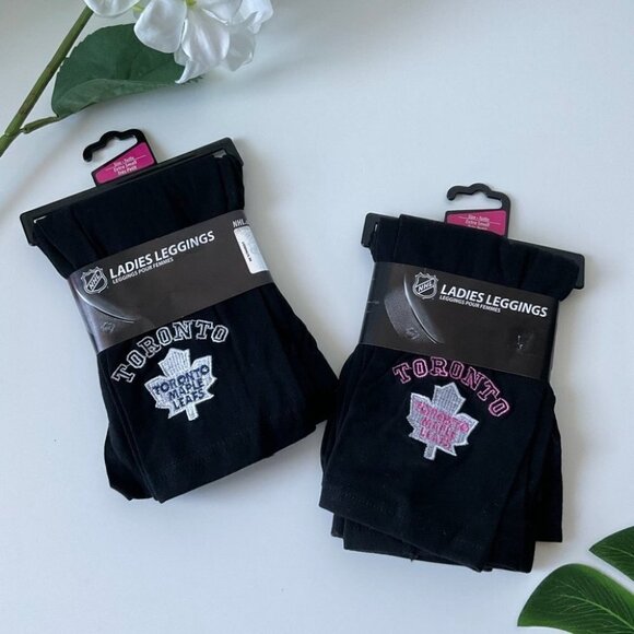 Toronto Maple Leaf Black Leggings Two pairs NWT - Picture 2 of 3